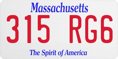 MA license plate 315RG6