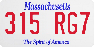 MA license plate 315RG7