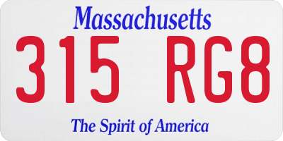 MA license plate 315RG8