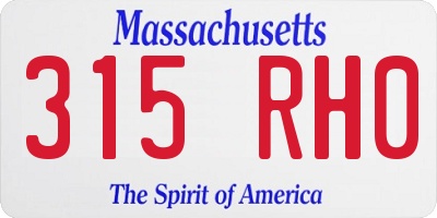 MA license plate 315RH0