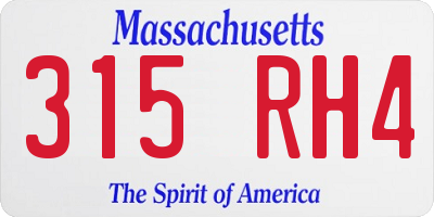 MA license plate 315RH4