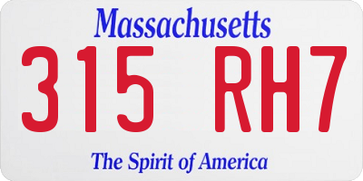 MA license plate 315RH7