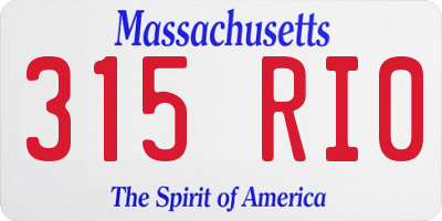 MA license plate 315RI0
