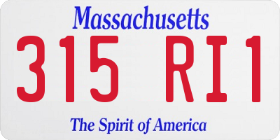 MA license plate 315RI1