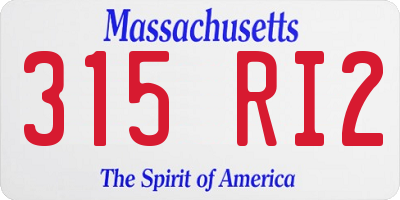 MA license plate 315RI2