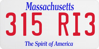 MA license plate 315RI3