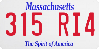 MA license plate 315RI4