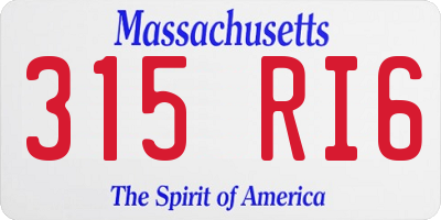 MA license plate 315RI6