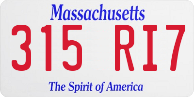MA license plate 315RI7