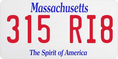 MA license plate 315RI8