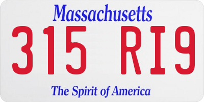MA license plate 315RI9