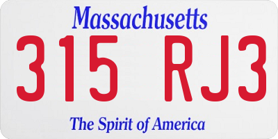 MA license plate 315RJ3