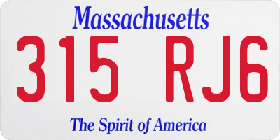 MA license plate 315RJ6