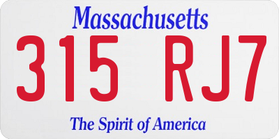 MA license plate 315RJ7