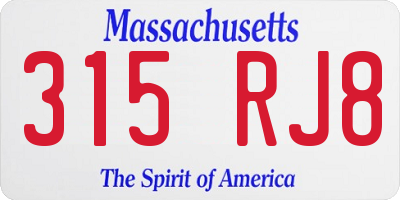 MA license plate 315RJ8