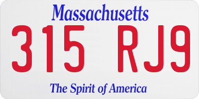 MA license plate 315RJ9