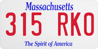 MA license plate 315RK0