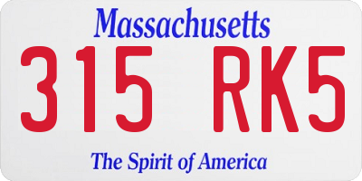 MA license plate 315RK5