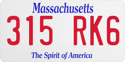 MA license plate 315RK6
