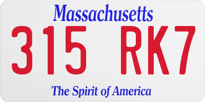 MA license plate 315RK7
