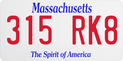 MA license plate 315RK8