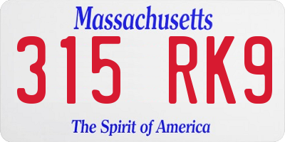 MA license plate 315RK9