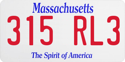 MA license plate 315RL3
