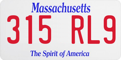MA license plate 315RL9