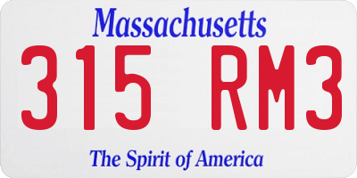 MA license plate 315RM3