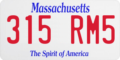 MA license plate 315RM5