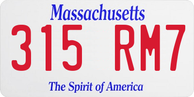 MA license plate 315RM7