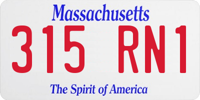 MA license plate 315RN1