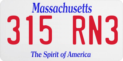 MA license plate 315RN3