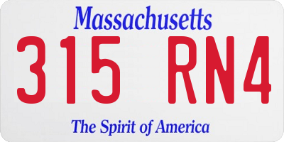 MA license plate 315RN4