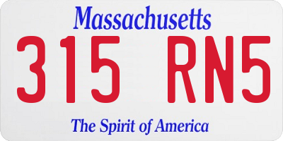 MA license plate 315RN5