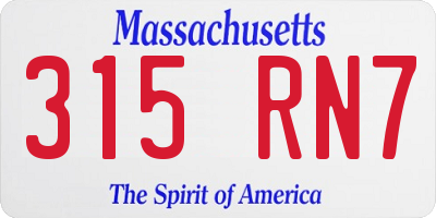 MA license plate 315RN7