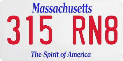 MA license plate 315RN8