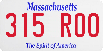 MA license plate 315RO0