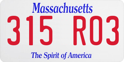 MA license plate 315RO3
