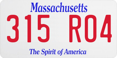 MA license plate 315RO4