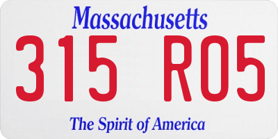 MA license plate 315RO5