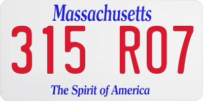 MA license plate 315RO7