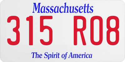 MA license plate 315RO8