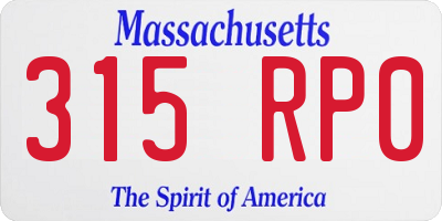 MA license plate 315RP0