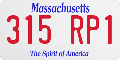MA license plate 315RP1
