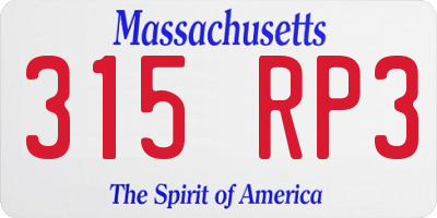 MA license plate 315RP3