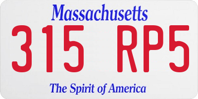 MA license plate 315RP5