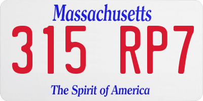 MA license plate 315RP7