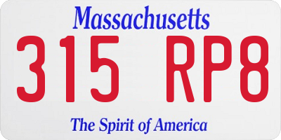 MA license plate 315RP8