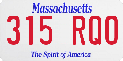 MA license plate 315RQ0